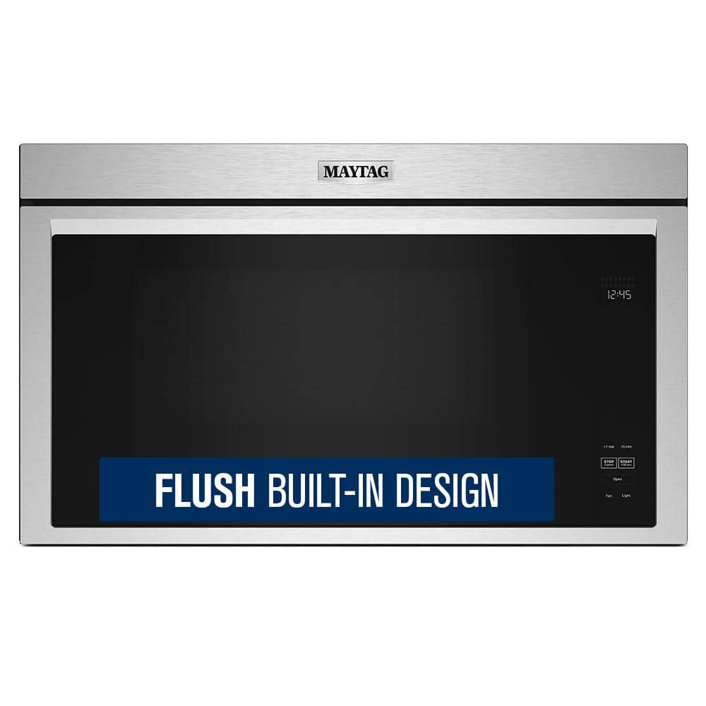 Maytag 30 in. W 1.1 cu. ft. Fingerprint Resistant Stainless Steel Flush Built-In 1000-Watt Over the Range Microwave