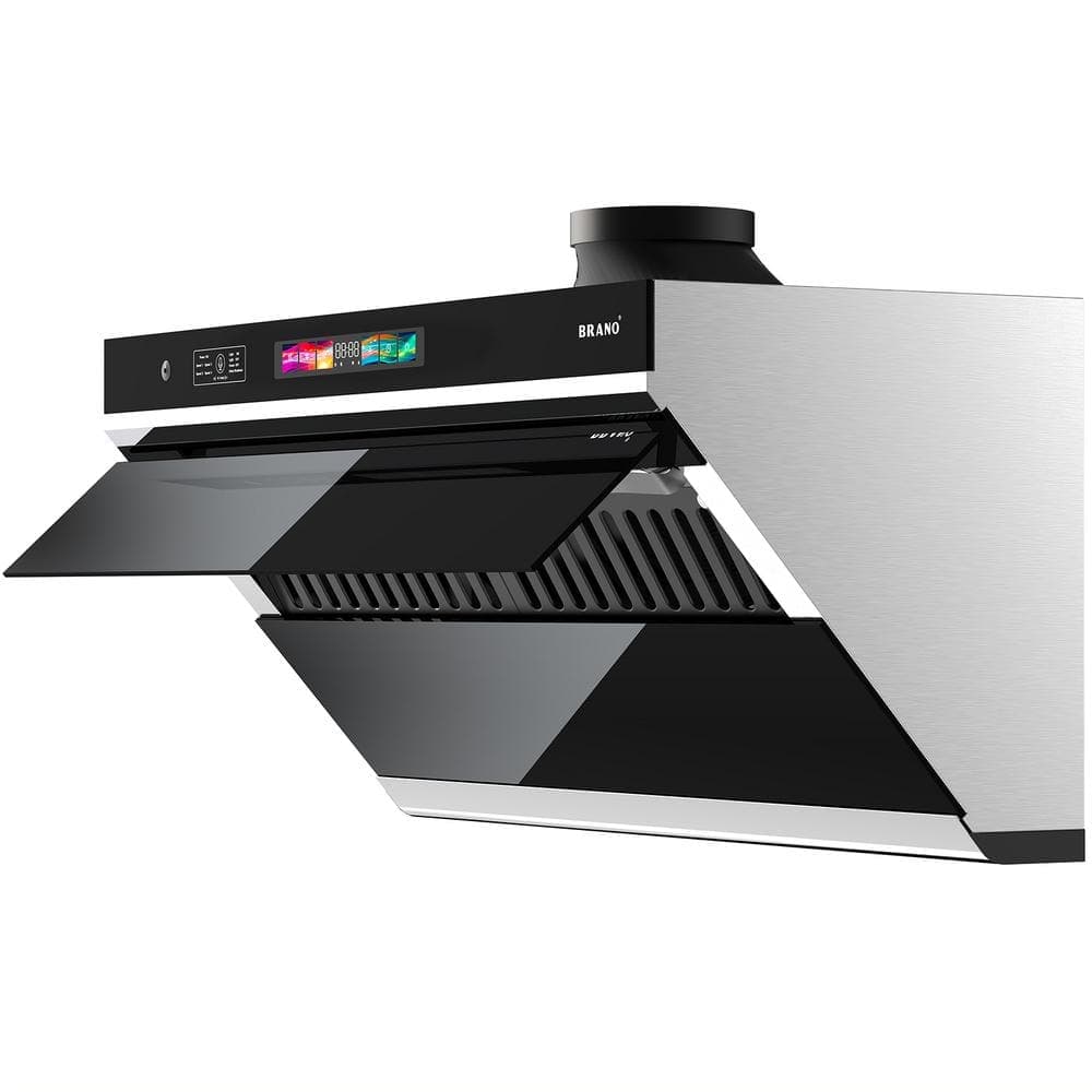 BRANO 30 inch Under Cabinet Range Hood Stainless Steel 900 CFM, Voice/Gesture/Touch Control, Ducted/Ductless Vent Installation