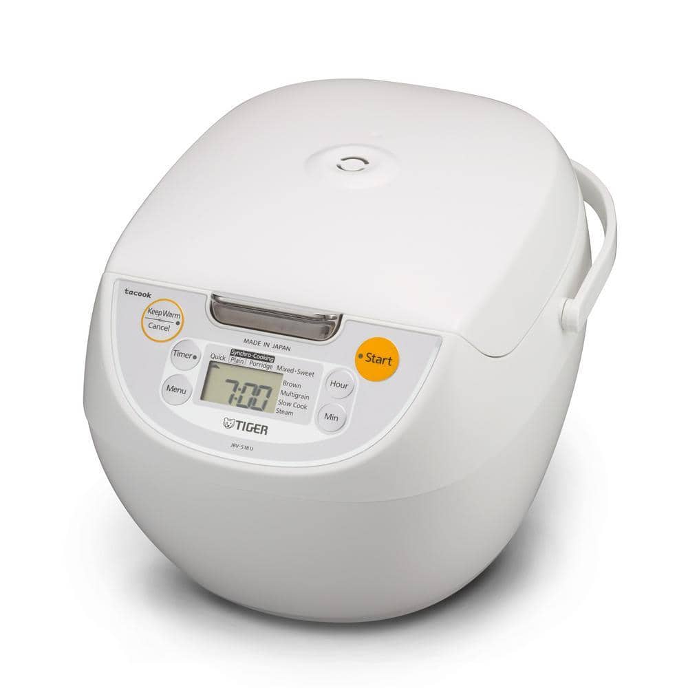 Tiger Micom 10-Cup White Rice Cooker with Tacook Cooking Plate