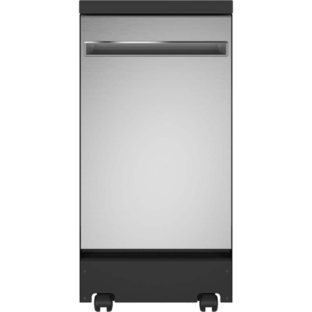 GE 18 in. Stainless Steel Portable Dishwasher with Sanitize Cycle and 52 dBA