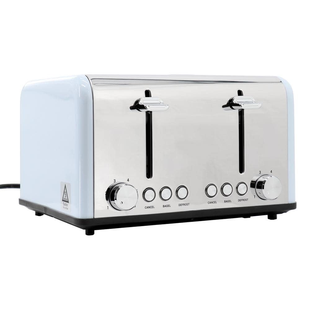 REDMOND 4-Slice Extra Wide Slot 1650-Walt Stainless Steel Toaster in Light Blue