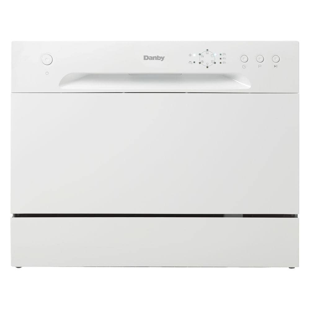 Danby 24 in. White CounterTop Front Control Dishwasher with 6-Cycles, 6 Place Settings Capacity