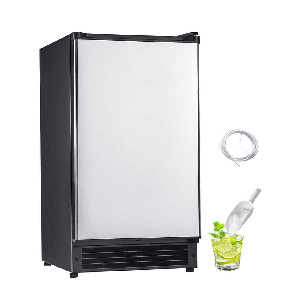SKYSHALO Freestanding 25 lbs. /Day Under Counter Ice Maker, Stainless Steel, Reversible Door, No Drain, Commercial/Home Kitchen
