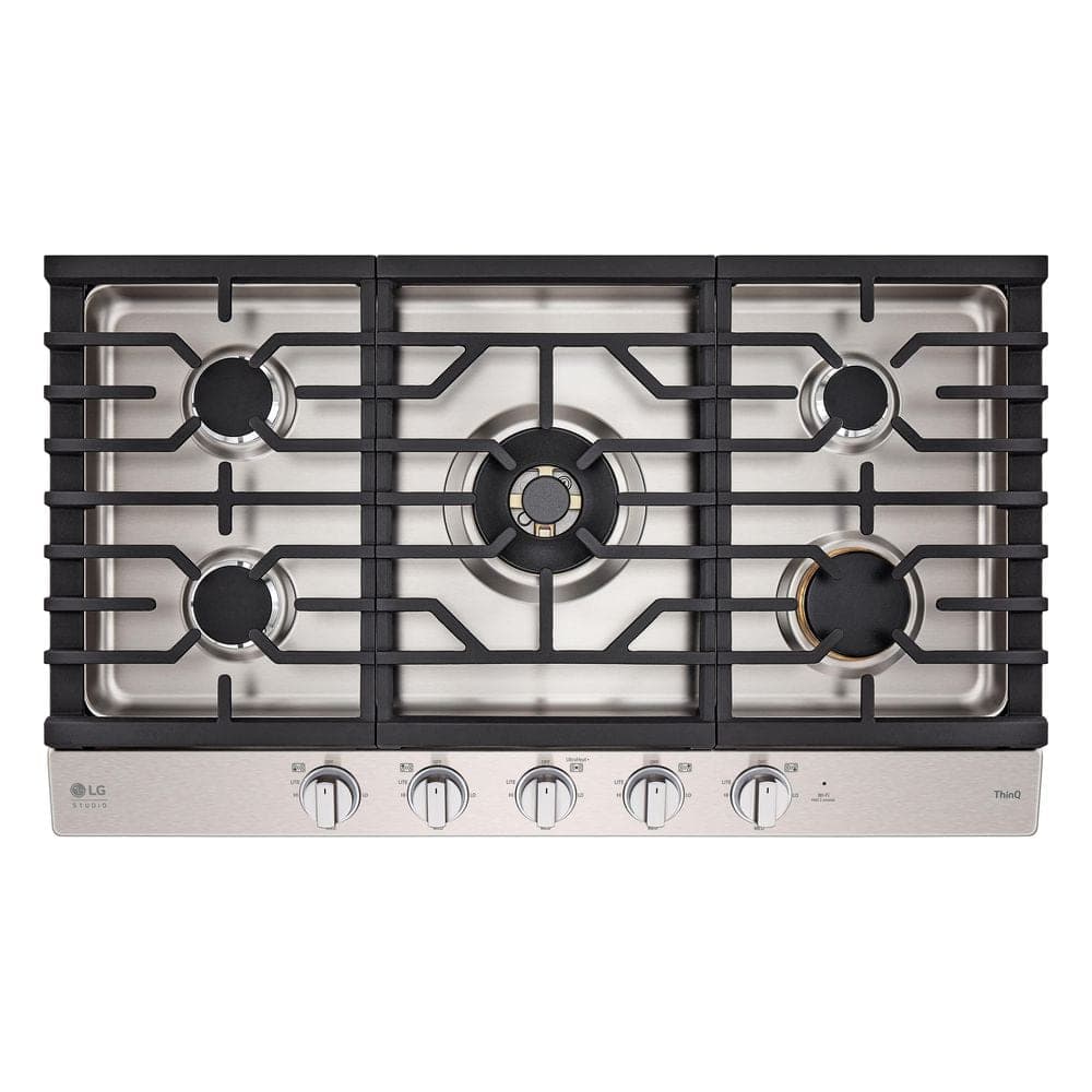 LG STUDIO 36 in. Gas Cooktop in Stainless Steel with 5-Burners including 24k UltraHeat Dual Burner