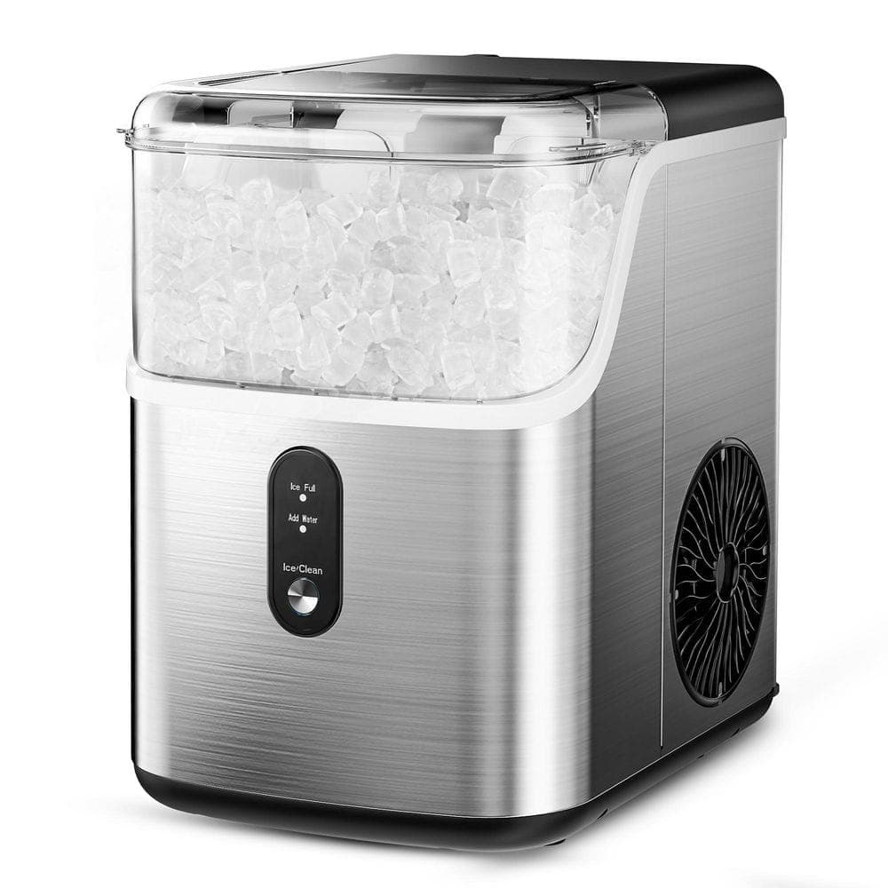 Vibekio 9.1 in. 35 lb. Nugget Ice Countertop Portable Ice Maker in Stainless Steel with 6-Minute Ice Ready and Auto-Cleaning
