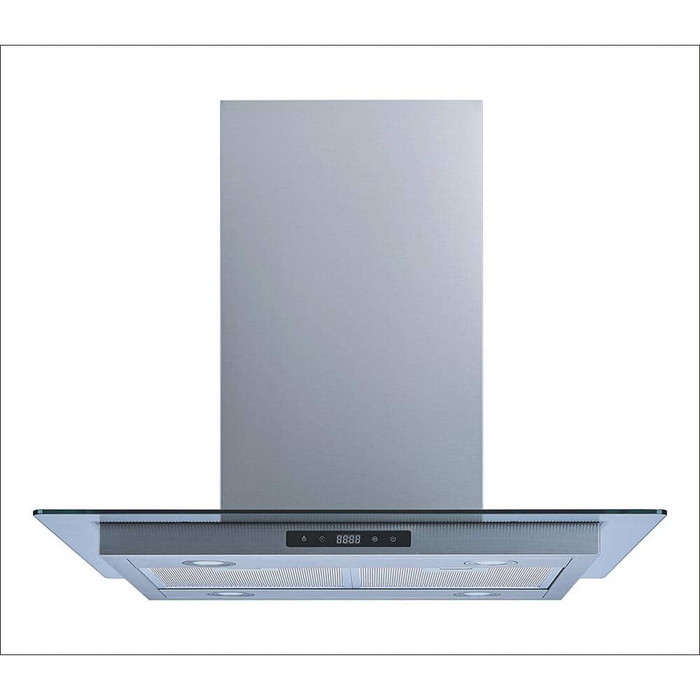 Winflo 36 in.600 CFM Convertible Island Mount Range Hood in Stainless Steel and Glass with Mesh Filters and Touch Control