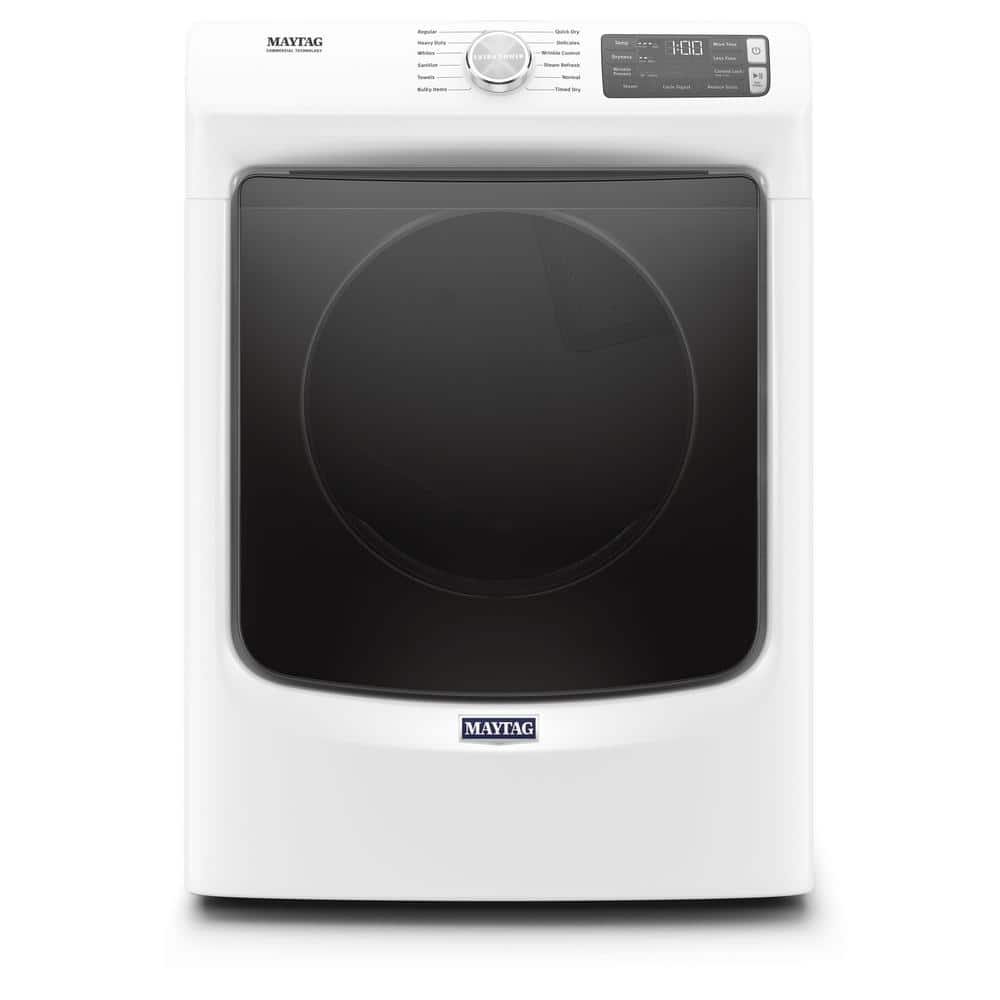 Maytag 7.3 cu. ft. 120-Volt White Stackable Gas Vented Dryer with Steam and Quick Dry Cycle, ENERGY STAR