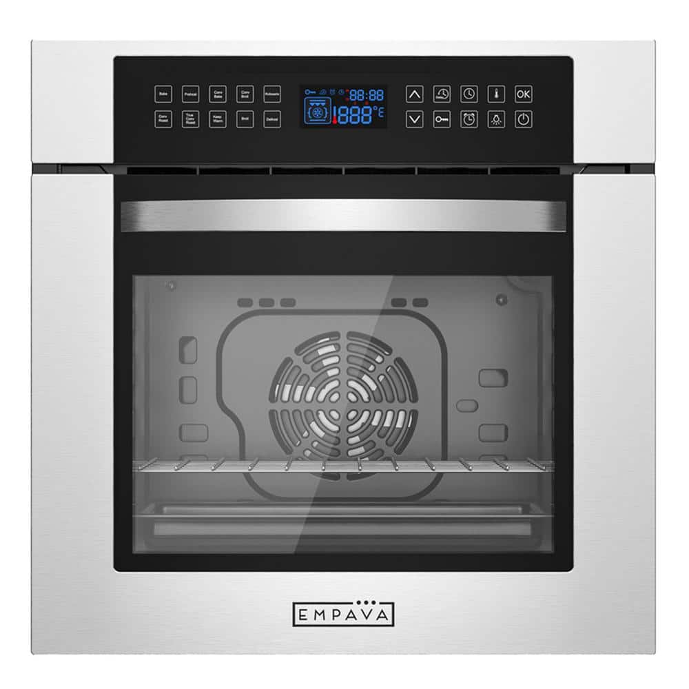 Empava 24 in. Single Electric Wall Oven in Stainless Steel with Rotisserie and Convection Function - Soft Controls