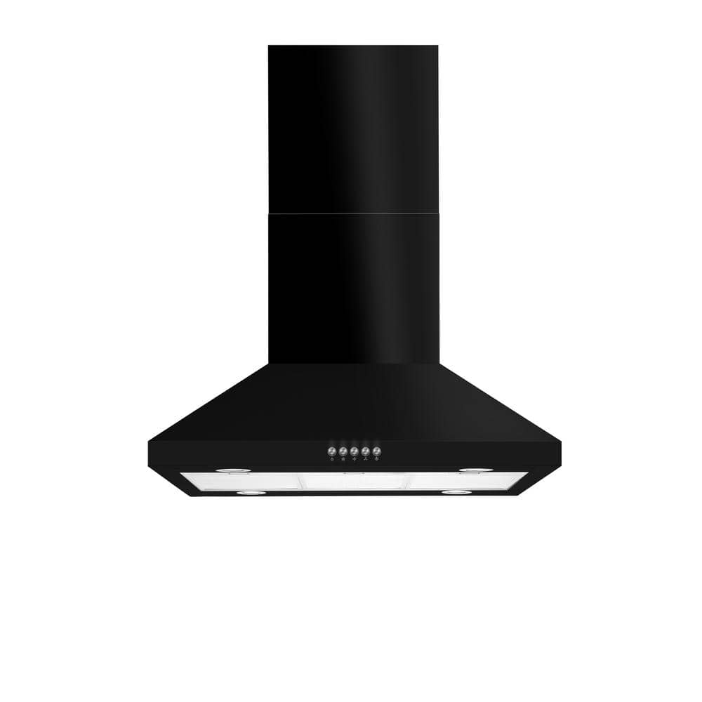 Vissani Siena 30 in. 350CFM Convertible Kitchen Island Pyramid Range Hood in Black with Charcoal Filters and LED Lighting