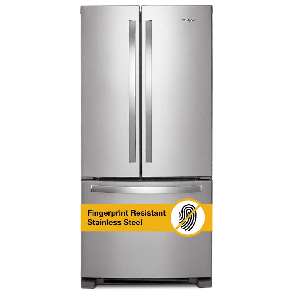 Whirlpool 33 in. 22 cu. ft. Standard Depth French Door Refrigerator in Fingerprint Resistant Stainless Steel