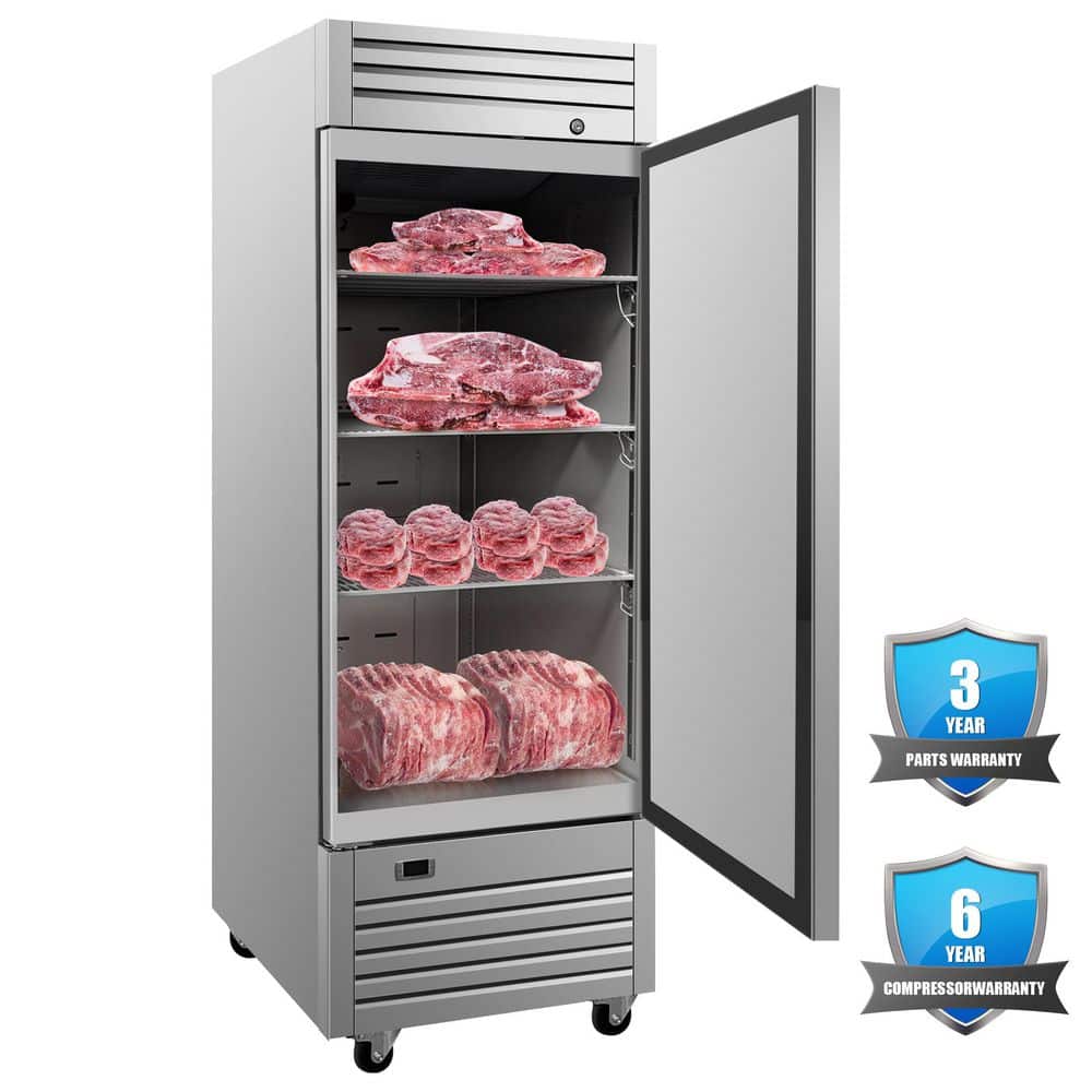 Elite Kitchen Supply 29 in. 23 cu. ft. Frost Free Defrost Upright Freezer Commercial One Door Freezer EKS20F in Stainless Steel