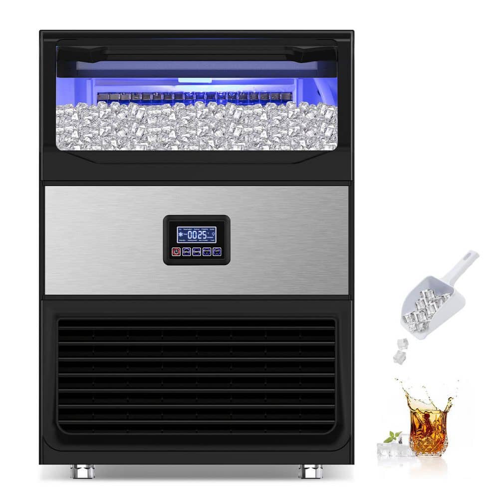 Gilati 24.4 in. 450 lbs./24H Full Size Cube Commercial Built-In/Freestanding Ice Maker 77 lbs. Storage Bin in Stainless Steel