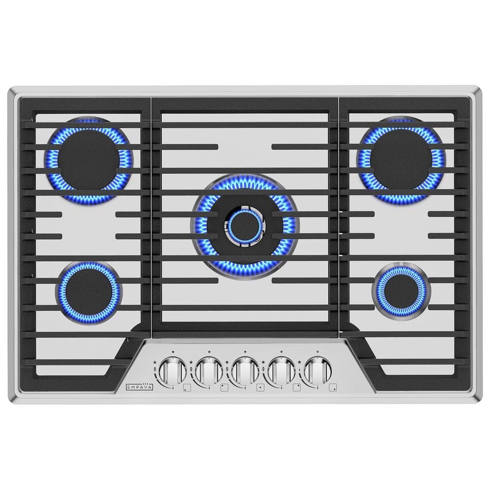 Empava Pro-Style 30 in. Built-In Gas Cooktop in Stainless Steel with 5-Burners Including a 18000 BTUs Power Burner
