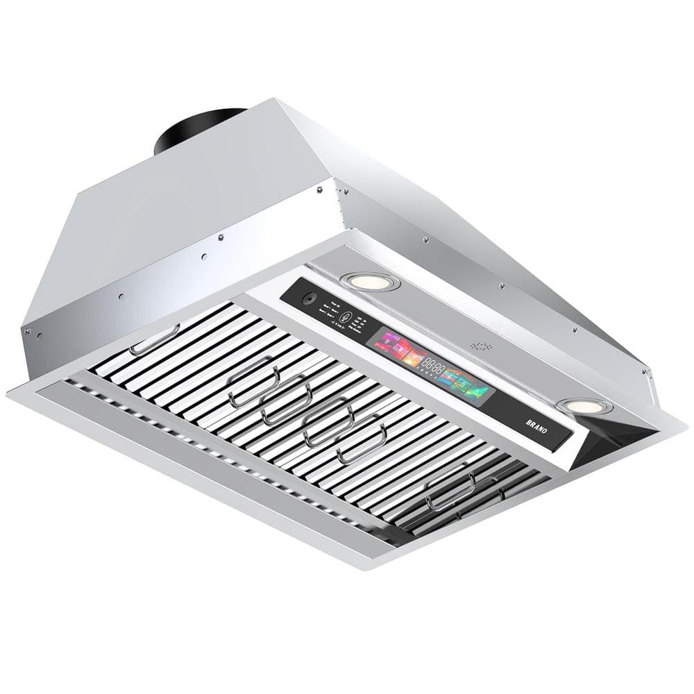 BRANO 36 Inch Insert Range Hood with Voice/Gesture/Touch Control, 900 CFM Built-in Kitchen Hood Vent with 4 Speed Exhaust Fan