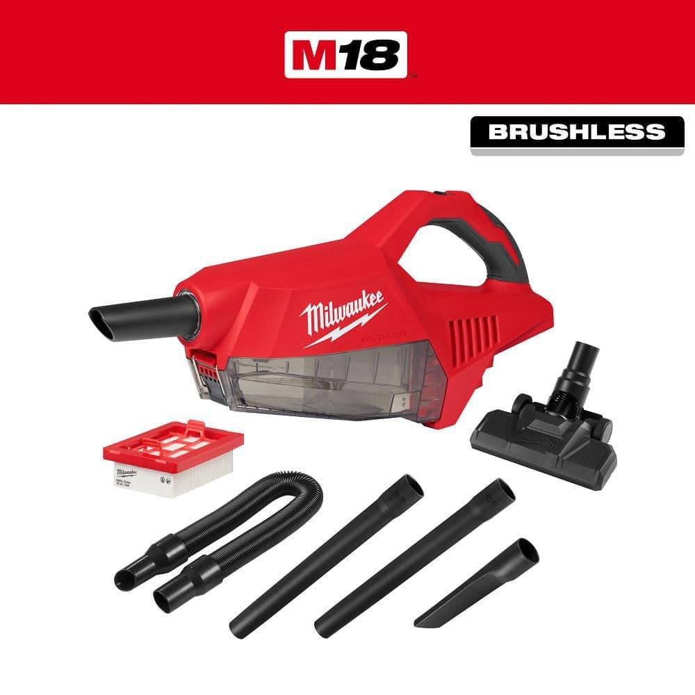 Milwaukee M18 18-Volt Lithium-Ion Brushless Bagless Cordless HEPA Handheld Vacuum