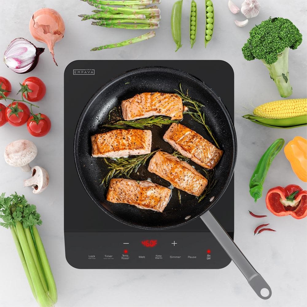 Empava Portable 11 in. Single Heating Element Smooth top 1800-Watt Countertop Induction Cooktop in Black 120-Volt