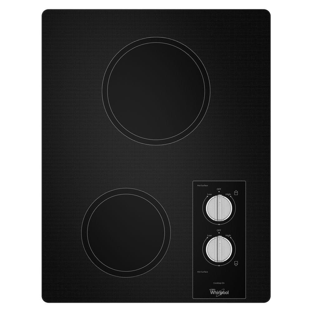 Whirlpool 15 in. Ceramic Radiant Glass Electric Cooktop in Black with 2 Burner Elements