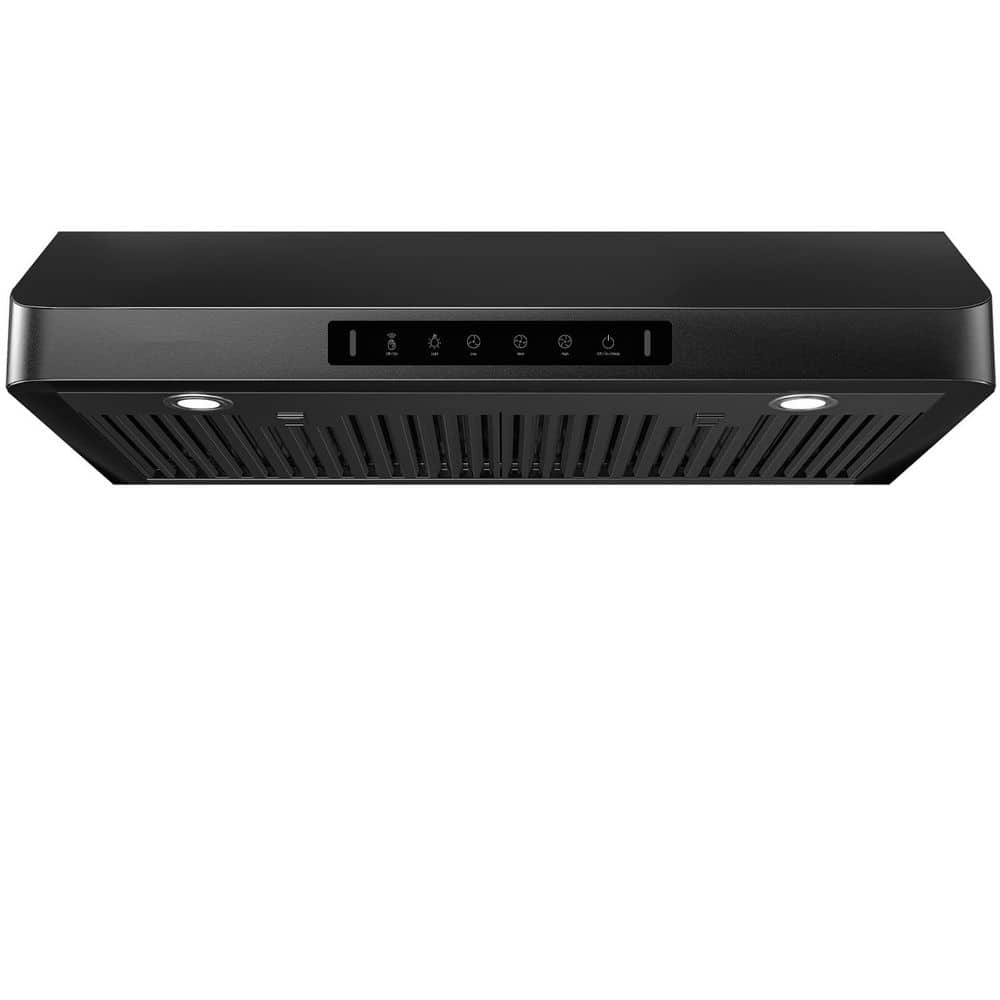 VIKIO 30 in. 900CFM Ducted Under Cabinet Range Hood in Black Stainless Steel 3-Speed with LED and Permanent Filters