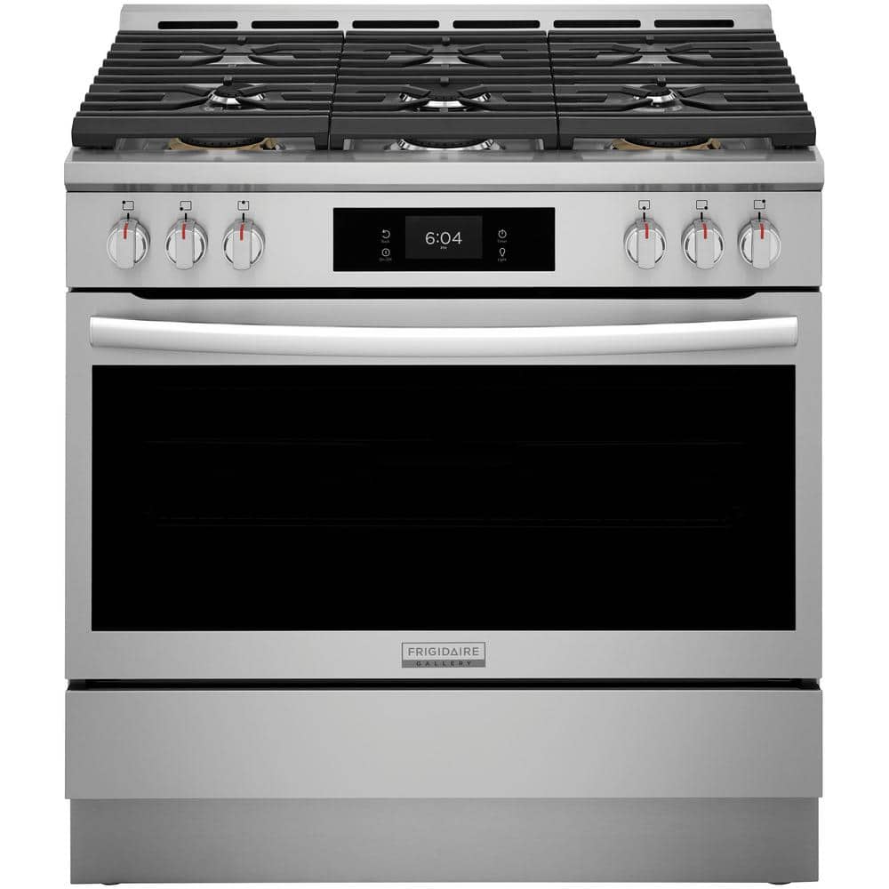 Frigidaire Gallery 36 in. 6-Burner Slide-In Dual Fuel Range in Stainless Steel with Total Convection and Air Fry