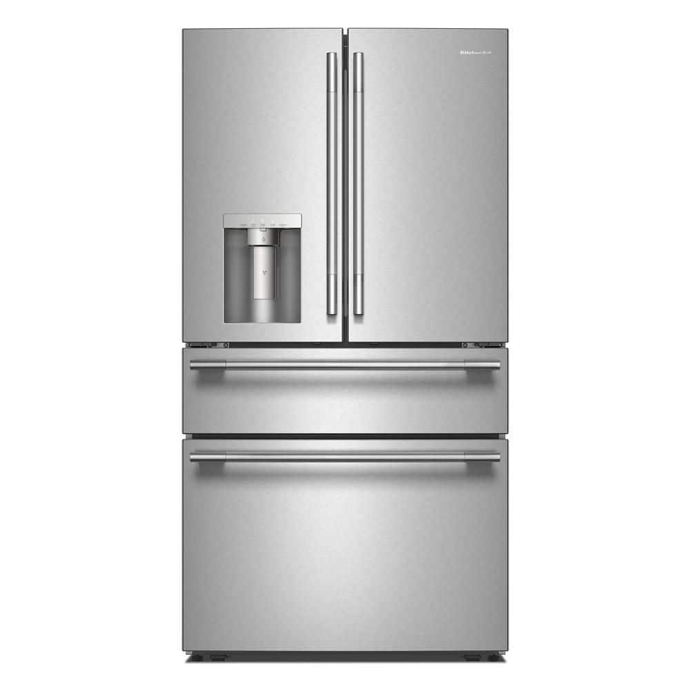 KitchenAid 36 in. 29 cu. ft. Standard Depth French Door Refrigerator in PrintShield Stainless with FreshChill Full-Width Drawer