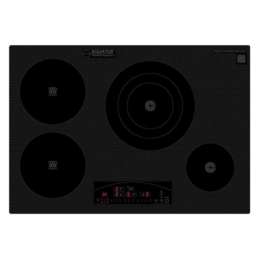 Equator 30 in. 4-Elements Built in Electric Induction and Ceramic Burner Cooktop in Black Equator Design Any Cookware Compatible