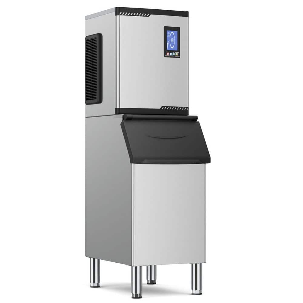 Mojgar 22 in. 680 lb. /24H Commercial Freestanding Ice Maker in Silver, Stainless Steel, with 460 lb. Storage Capacity
