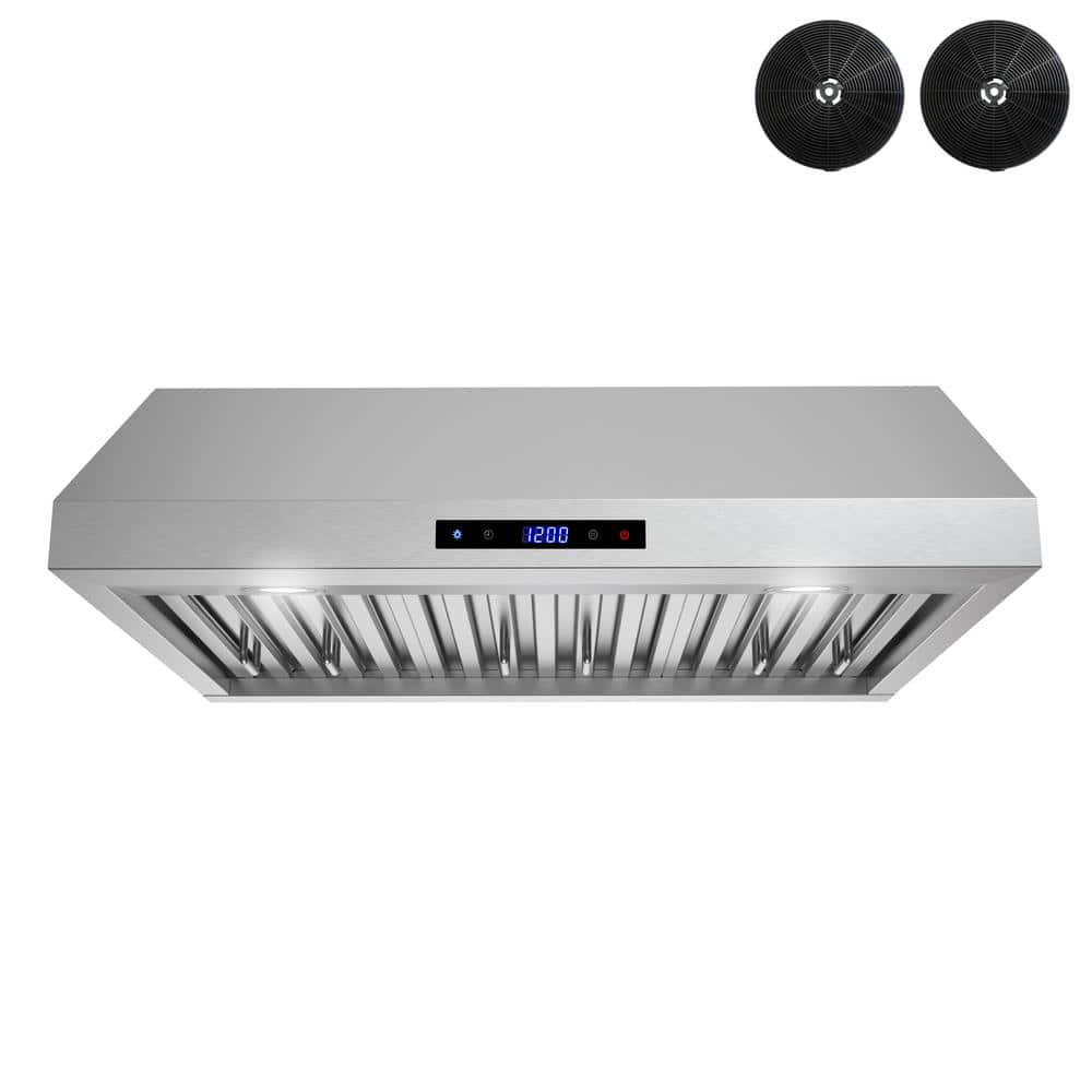 Streamline 30 in. 406 CFM Magherno Ductless Under Cabinet Range Hood in Brushed Steel, Baffle Filters, Touchpad Control, LED Lights