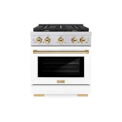 ZLINE - Autograph 30" Paramount Dual Fuel Range with Gold Accents (SDRZ-WM-30-G) - White