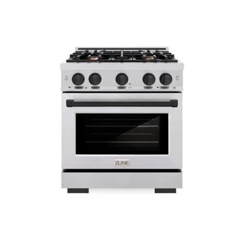 ZLINE - Autograph 30" Select Dual Fuel Range w/ 4 Burners & Matte Black Accents (HDRZ-30-MB) - Stainless Steel