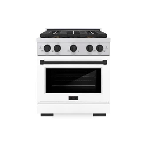 ZLINE - Autograph 30" Paramount Gas Range with 4 Burners and Black Accents (SGRZ-WM-30-MB) - White