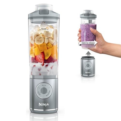 Ninja - Blast Max Portable Blender with 22oz Twist & Go Vessel - Platinum Silver