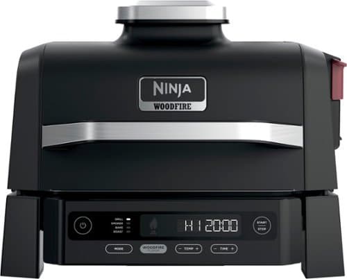 Ninja - Woodfire Outdoor Grill & Smoker, 4-in-1 Functionality, Authentic Woodfire Flavors, Electric Heat - Black