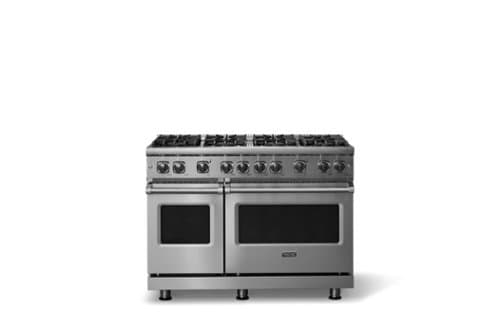 Viking - 6.1 Cu. Ft. Professional 5 Series Freestanding Double Oven Liquid Propane Gas Convection 8 Burner Range - Stainless Steel