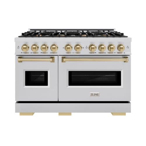 ZLINE - Autograph Edition 48" Classic Gas Range w/ 8 Burners & Champagne Bronze Accents (CGRZ-48-CB) - Stainless Steel