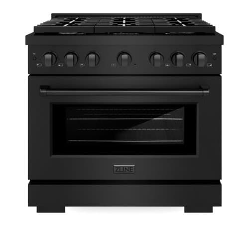 ZLINE - 36" Paramount Gas Range with 6 Burners and Convection Oven (SGRB-36) - Black Stainless Steel
