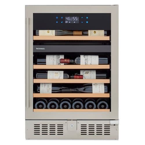 Wine Enthusiast - SommSeries2 46 Bottle Dual Zone with VinoView Display Shelving - Stainless Steel