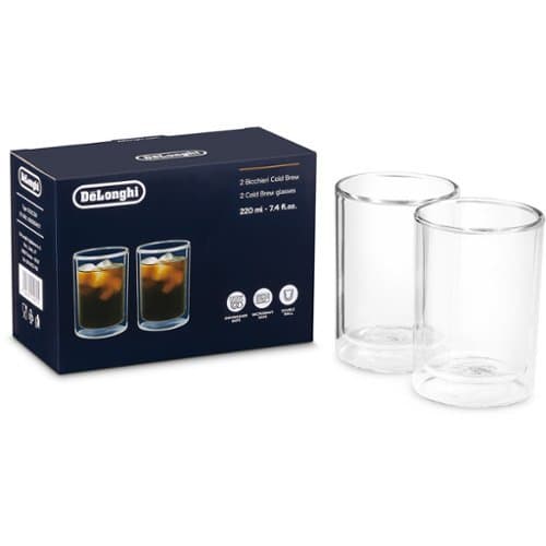 De'Longhi - Cold Brew Double Wall Set of 2 Glassware, Small, 7.4 fl oz - Clear