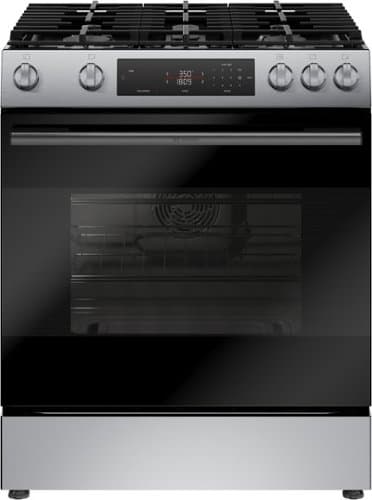 Bosch - 100 Series 5.8 Cu. Ft. Slide-In Gas Range with Self Clean and Steam Assist - Stainless Steel