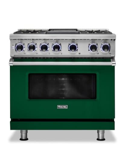 Viking - 36"W./24"D. Dual Fuel Sealed Burner Range-4 Burners/Griddle-LP - Ivy
