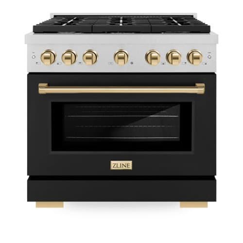 ZLINE - Autograph 36 in. Paramount Satin Steel Gas Range with Gold Accents (SGRSZ-BLM-36-G) - White