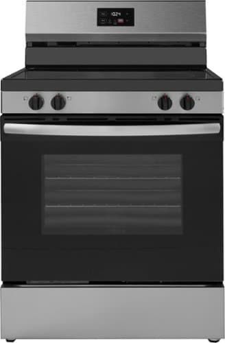 Insignia™ - 5.3 Cu. Ft. Freestanding Electric Range with Dual-Size Burner and Storage Drawer - Stainless Steel