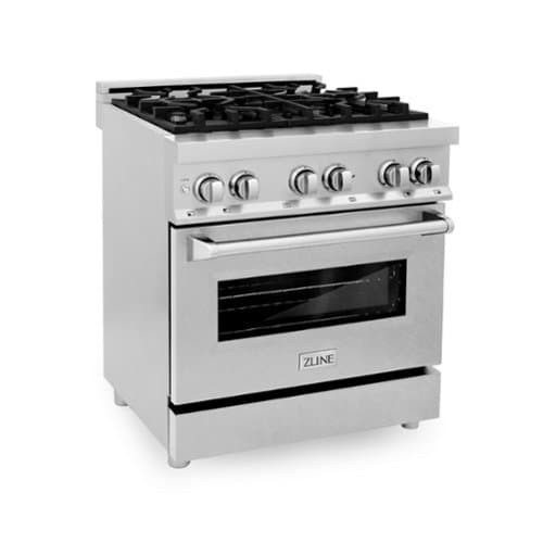 ZLINE - 30 in. Legacy Dual Fuel Range w/ 4 Burner Cooktop & Electric Oven w/ Satin Steel Door (RA-SN-30) - Stainless Steel