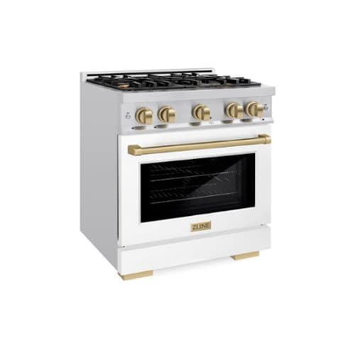 ZLINE - Autograph 30" Select Dual Fuel Range w/ White Door & Bronze Accents (HDRZ-WM-30-CB) - White
