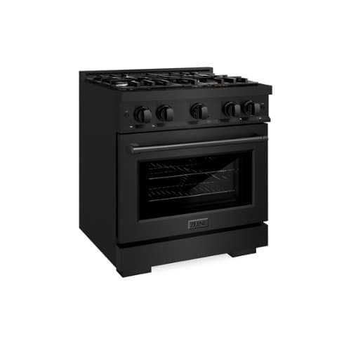 ZLINE - 30" Select Dual Fuel Black Stainless Steel Range w/ 4 Burners & Convection Oven (HDRB-30) - Black