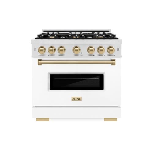 ZLINE - Autograph 36 in. Classic Dual Fuel Range with White and Bronze Accents (CDRSZ-WM-36-CB) - White