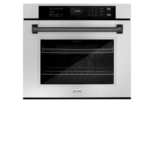 ZLINE - 30 in. Autograph Wall Oven w/ Air Fry and Self Clean w/ Matte Black Handle - Stainless Steel