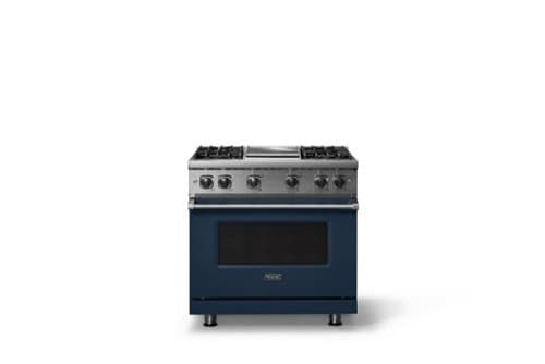 Viking - 5.1 Cu. Ft. 36"W Freestanding LP Gas Sealed 4 Burner Range with Griddle - Slate Blue