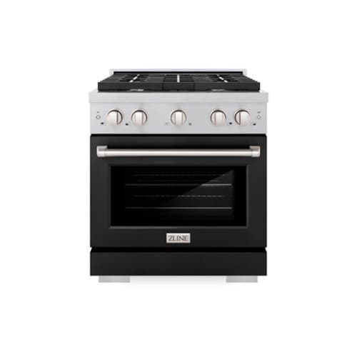 ZLINE - 48 in. Paramount Gas Range with 8 Burner Cooktop (SGRS-BLM-48) - Satin Steel/White Matte