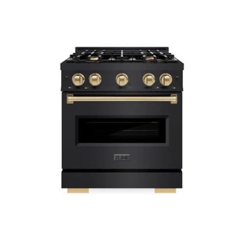 ZLINE - Autograph 30" Classic Dual Fuel Black Stainless Range w/ Bronze Accents (CDRBZ-30-CB) - Black Stainless Steel