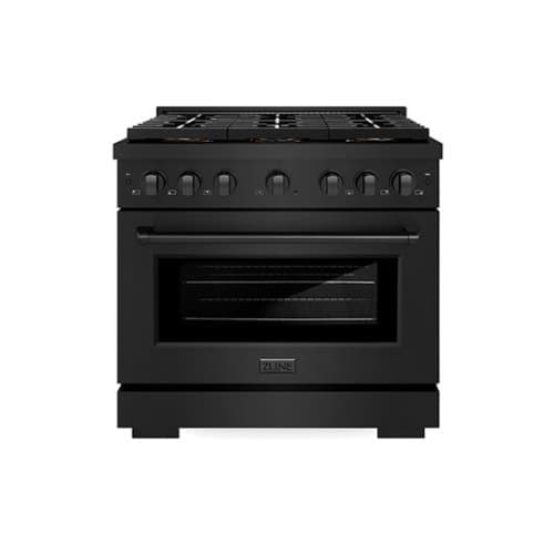 ZLINE - 36 in. Black Stainless Paramount Dual Fuel Range with 6 DuoPro Burners and Convection Oven (PSDRB-36) - Black Stainless Steel